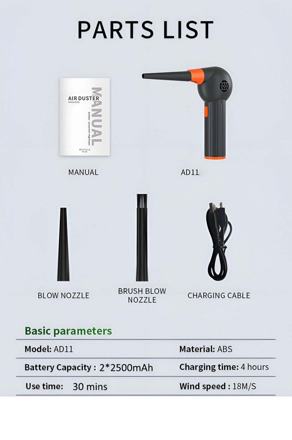Air Duster cordless dust blower, 40000 rpm, 6000mAh rechargeable battery - Image 3