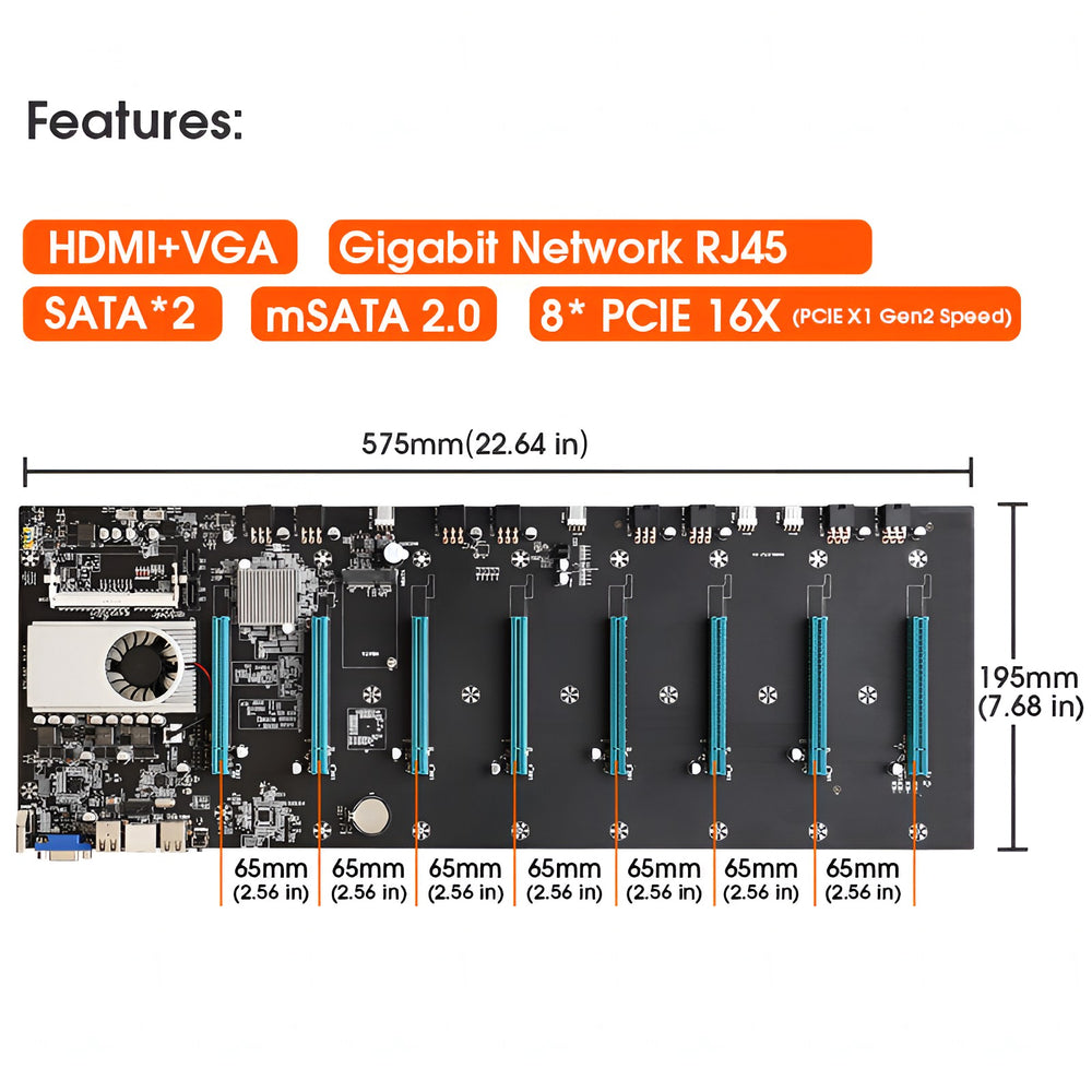 Placa base BTC-S37 8 GPU (procesador incluido) - Imagen 4