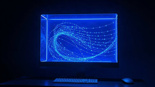 Particules bleues en mouvement sur un écran : DeepSeek en local avec Ollama