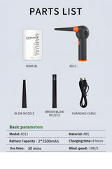 Air Duster cordless dust blower, 40000 rpm, 6000mAh rechargeable battery - Image 3