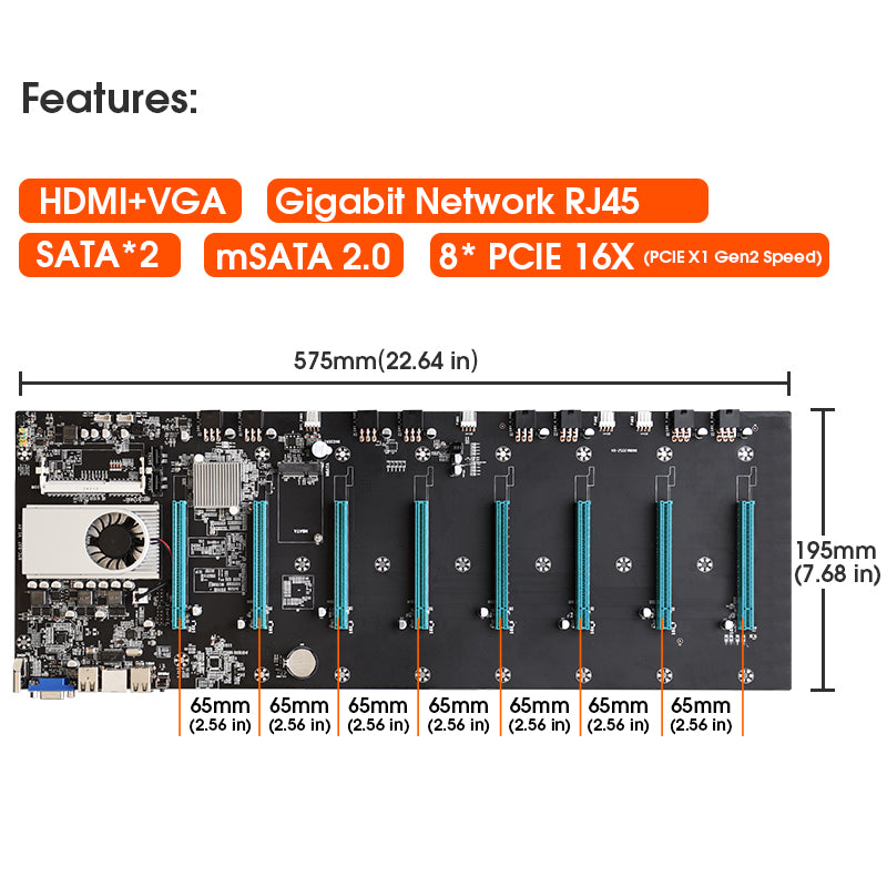 Carte mère BTC-S37 8 GPU (processeur inclus) - Image 4