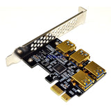 PCIE 1x to 4 USB Riser Adapter Card